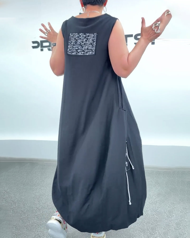 Robe Sans Manches Imprimé Lettre Oversize