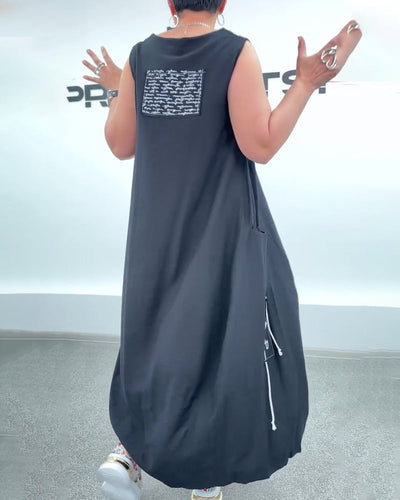 Robe Sans Manches Imprimé Lettre Oversize