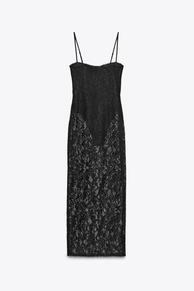 Robe midi en dentelle avec armatures intégrées