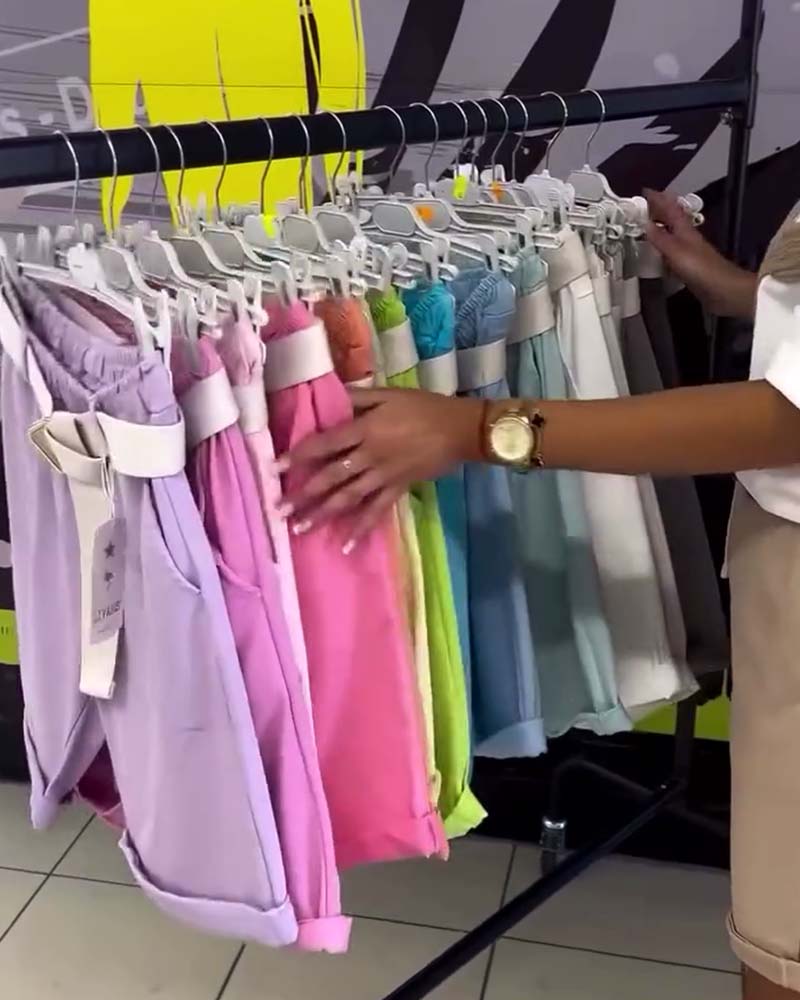 Short Couleur Unie Ample Décontracté