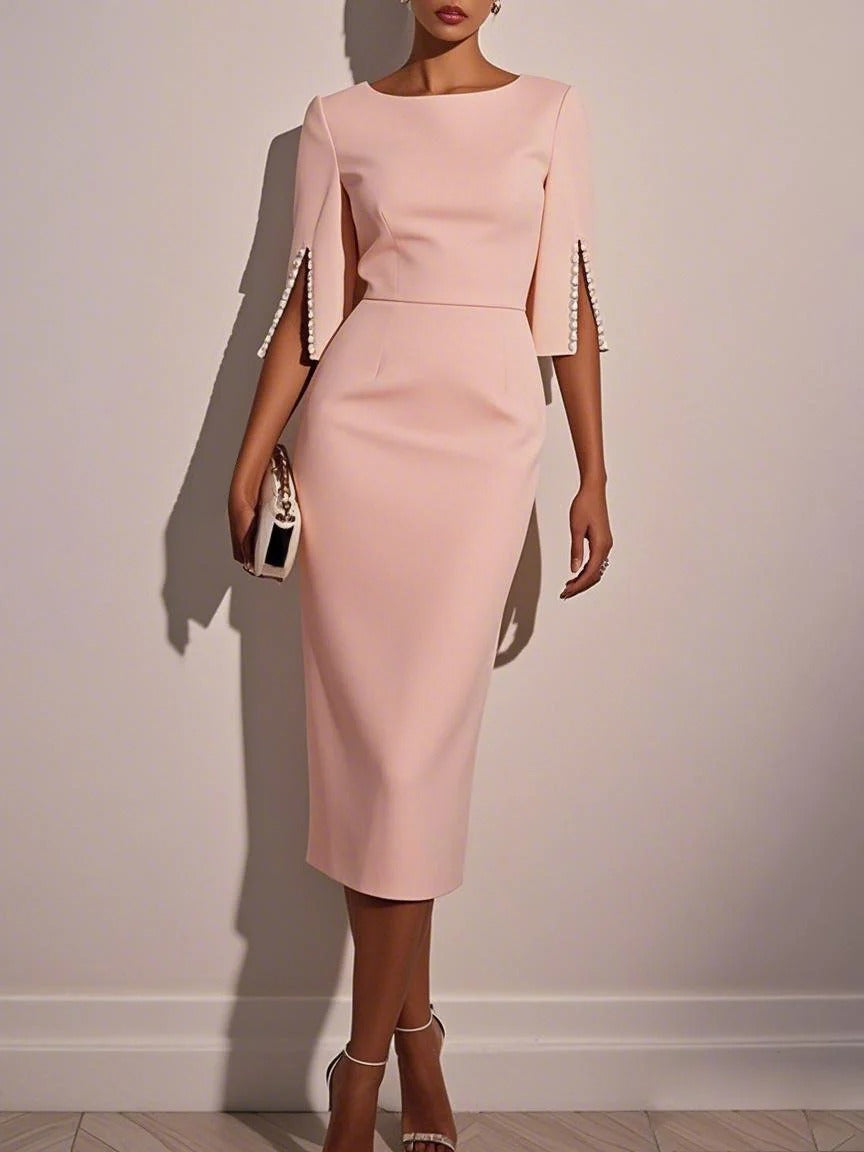 Robe mi-longue classique avec perles