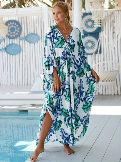 Robe Maxi Tropicale en Bambou pour Village de Vacances