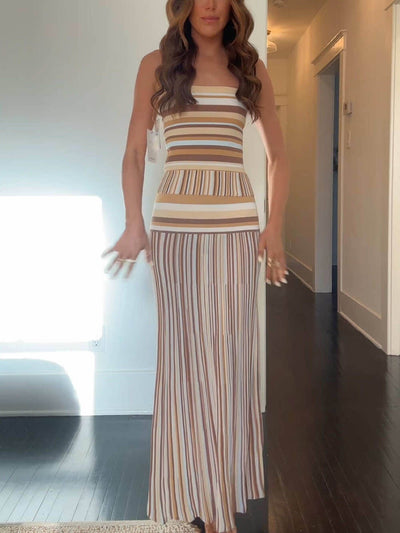 Robe longue plissée sans bretelles