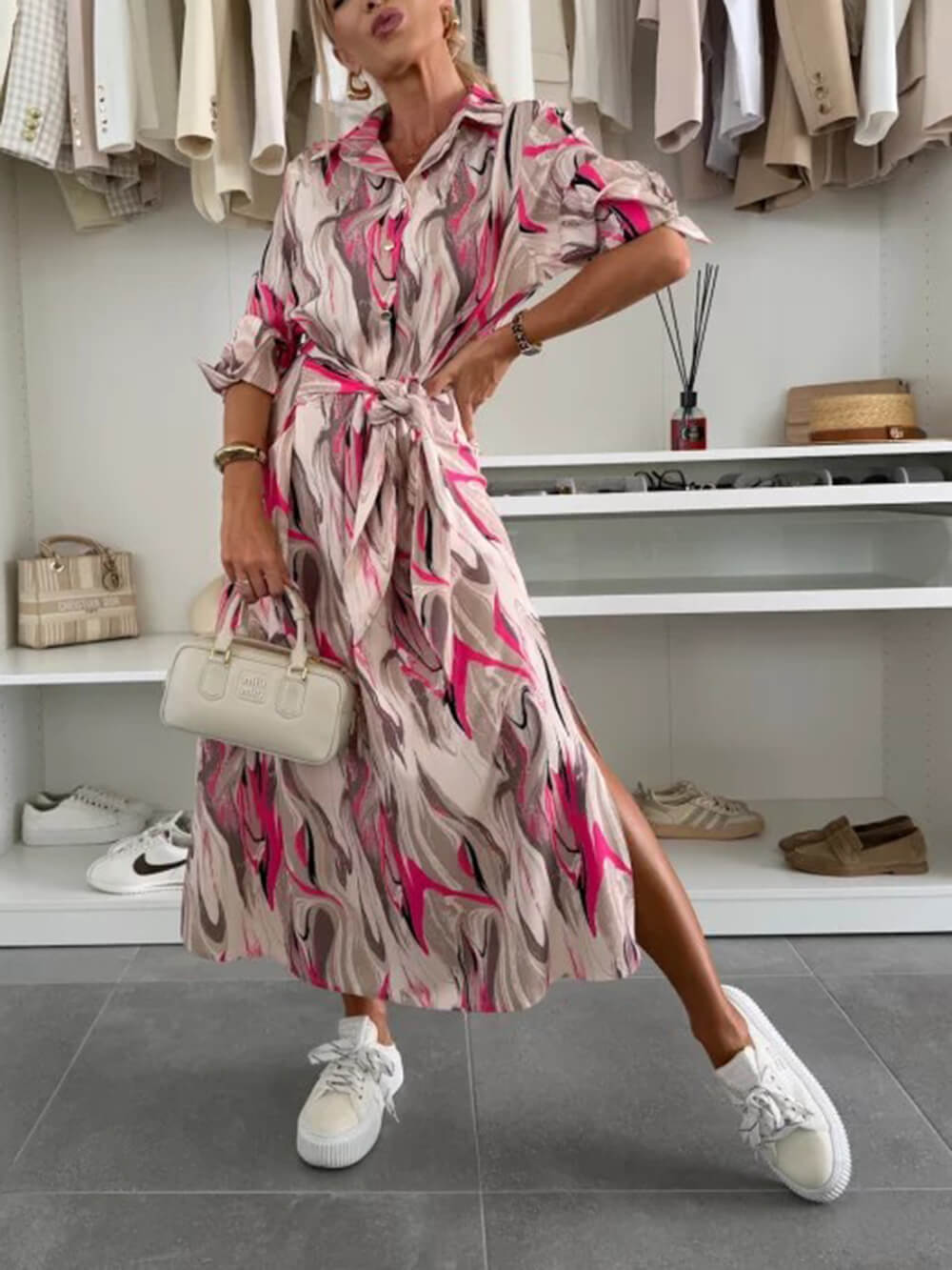 Sesan™ | Robe Midi Élégante en Satin