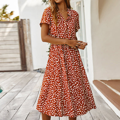 Emelia robe à col en V avec des pois