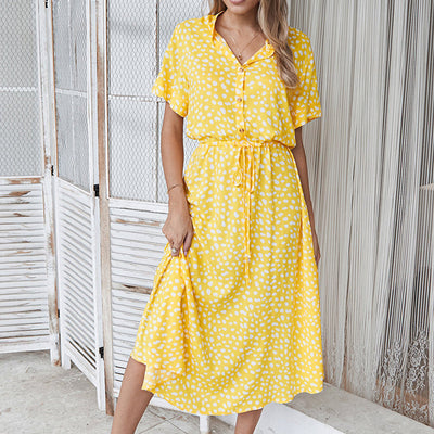 Emelia robe à col en V avec des pois