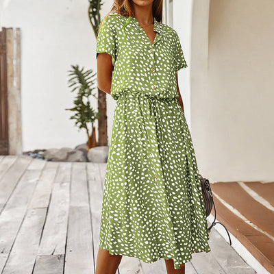 Emelia robe à col en V avec des pois