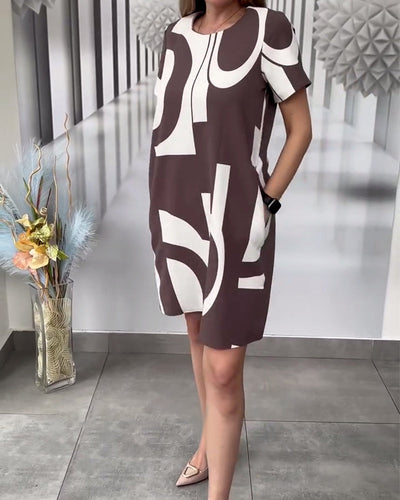 Robe Manches Courtes Motif Irrégulier
