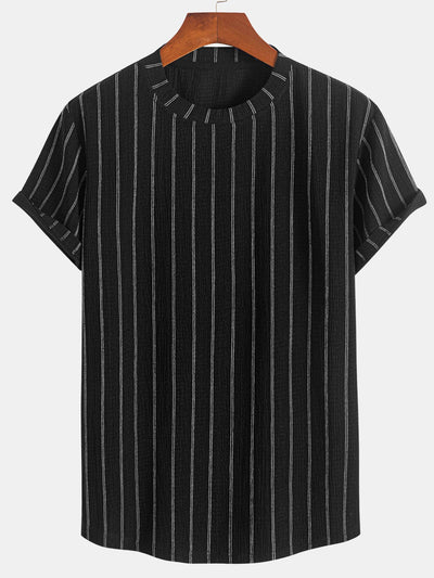 Stripe Textured Arc Hem T-Shirt