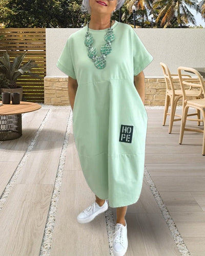 Robe Manche Courte Décontractée Droite Poche