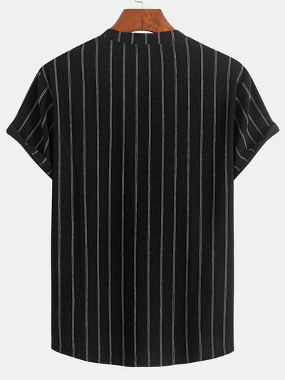 Stripe Textured Arc Hem T-Shirt