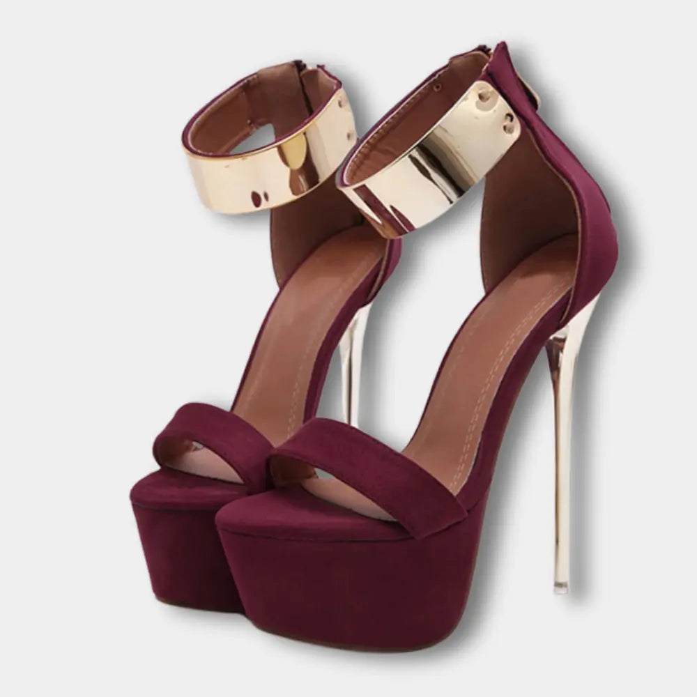 Sandales talons aiguilles bracelet doré Femme – Anisa