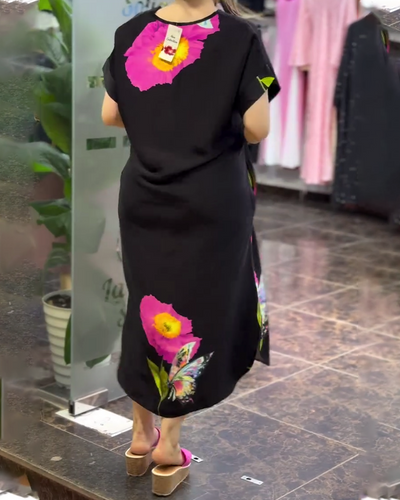 Robe Mode V-Neck Large Imprimé