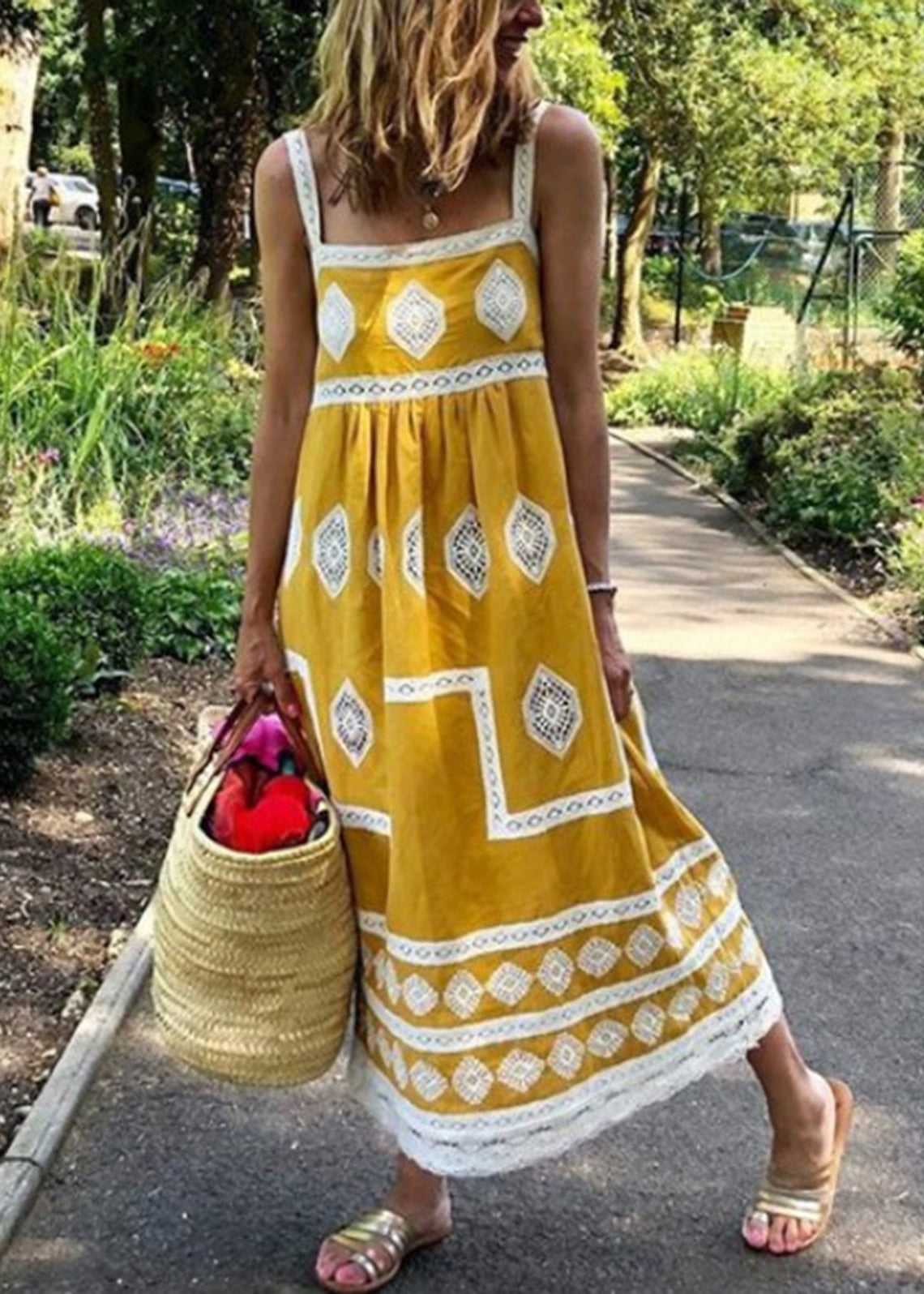 Sophie Paris® | Robe maxi à imprimé bohème à col carré