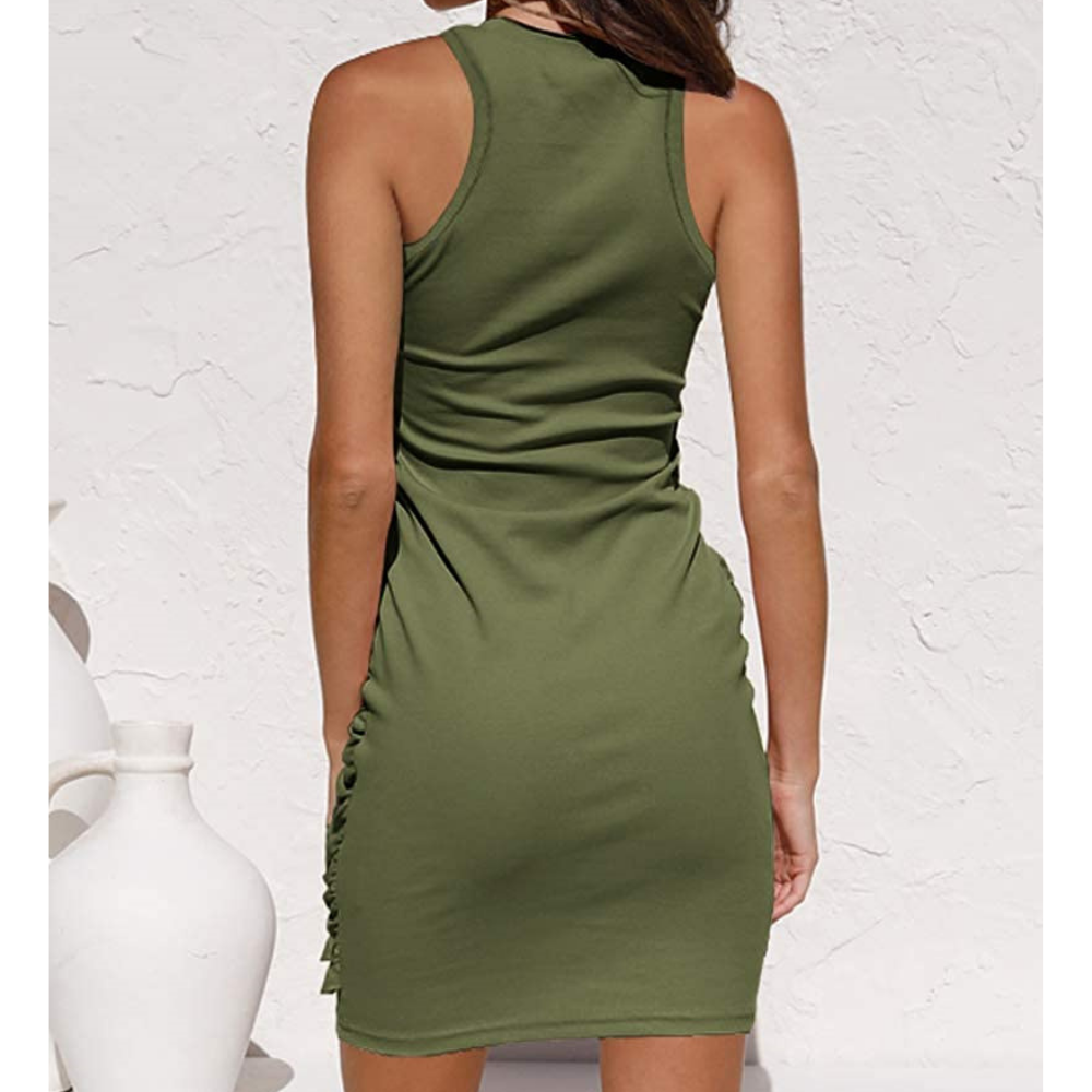 Tess™ | Robe Midi Élégante en Coton avec Nœud Latéral