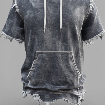 Sweat à capuche en denim délavé