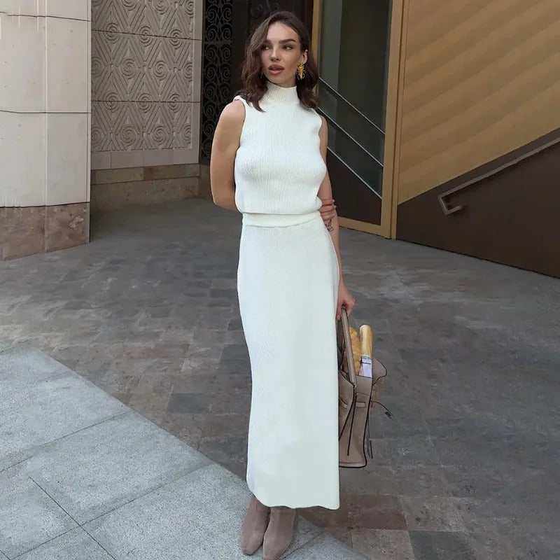 Sophie Paris® | Robe longue sans manches en maille douce