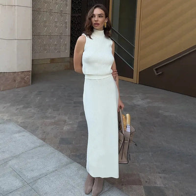 Sophie Paris® | Robe longue sans manches en maille douce