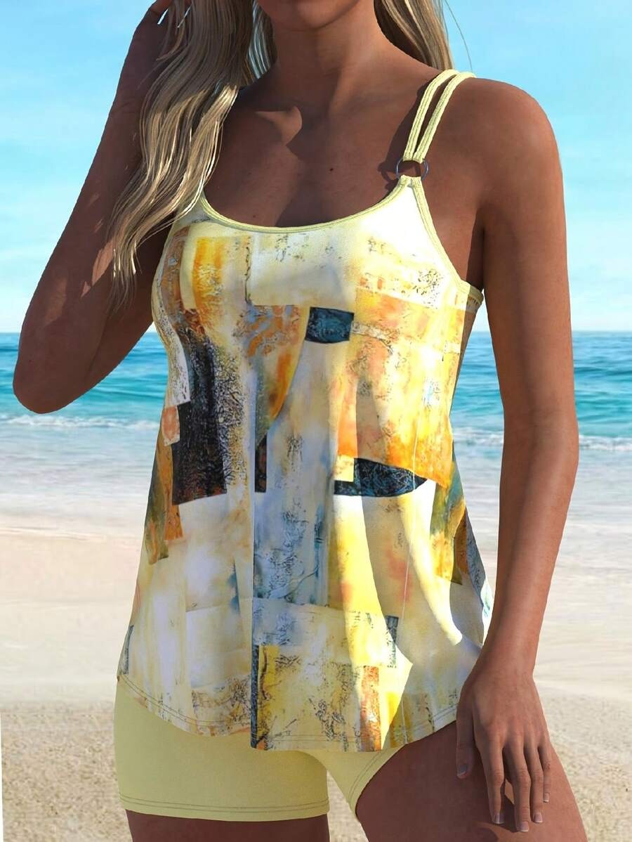 Tankini avec bretelles et imprimé