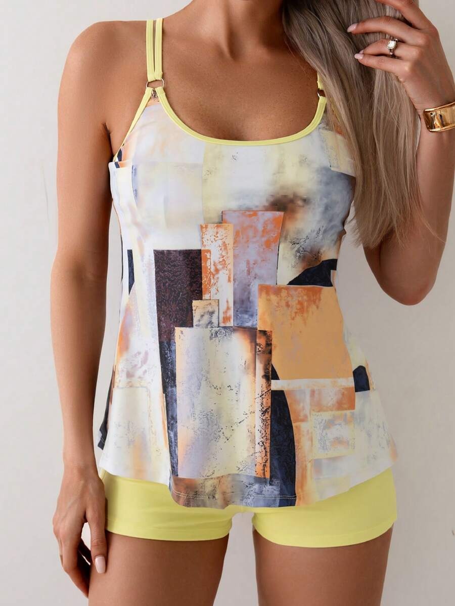 Tankini avec bretelles et imprimé