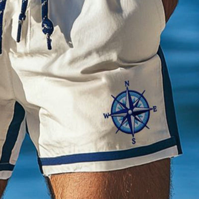 Short de plage à imprimé boussole