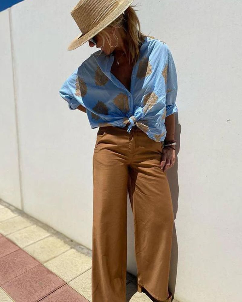 SALMA - CHEMISE DÉCONTRACTÉE EN COTON ET LIN BRODÉ