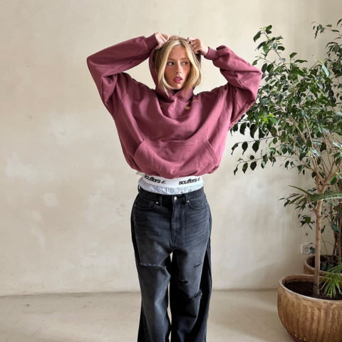 Sweat à capuche en coton mélangé pour femme | Oversize