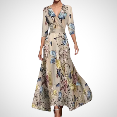 Robe Portefeuille Midi Femme à Manches Trois-Quarts