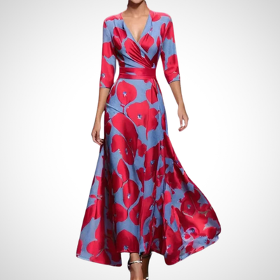 Robe Portefeuille Midi Femme à Manches Trois-Quarts