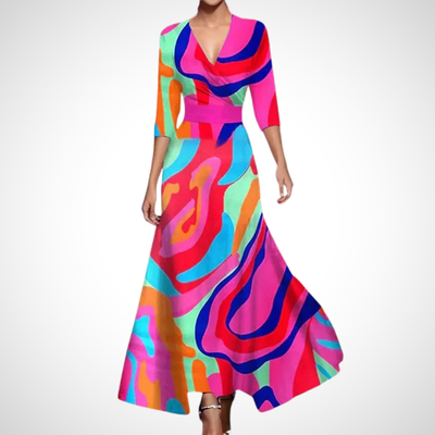 Robe Portefeuille Midi Femme à Manches Trois-Quarts