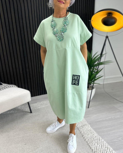 Robe Manche Courte Décontractée Droite Poche