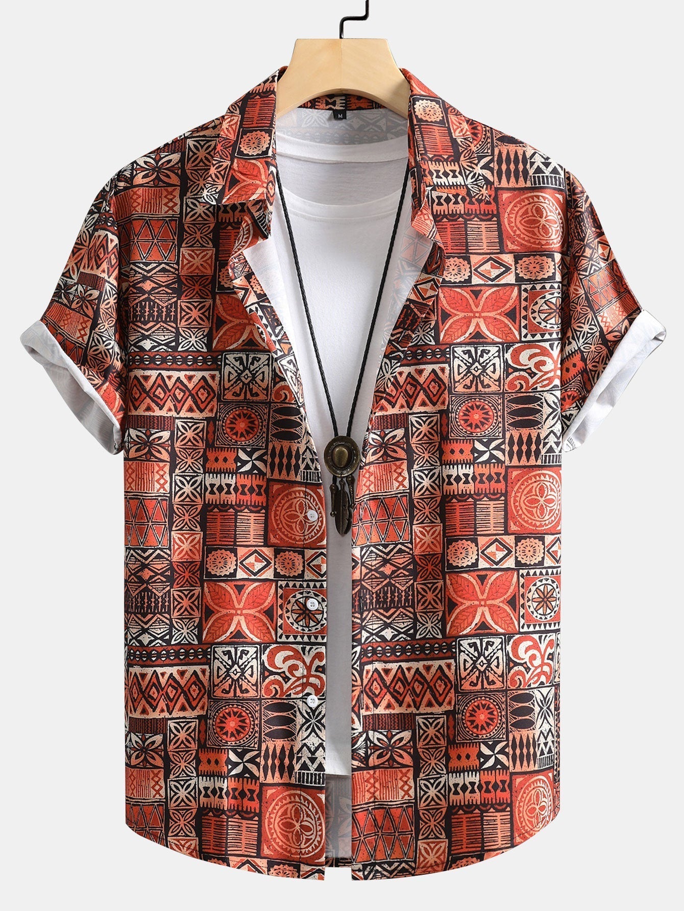 Tile Patchwork Print Button Up Shirt
