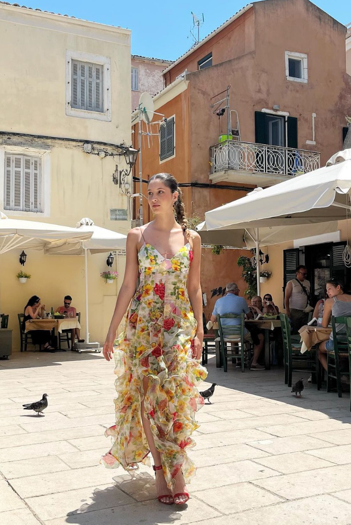 Saskia | Robe longue à volants