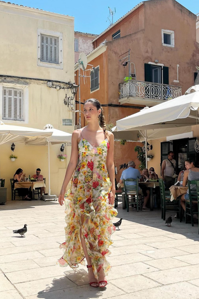 Saskia | Robe longue à volants