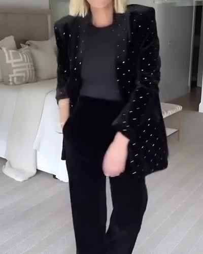 SAVAYA - BLAZER EN VELOURS ORNÉ DE STRASS