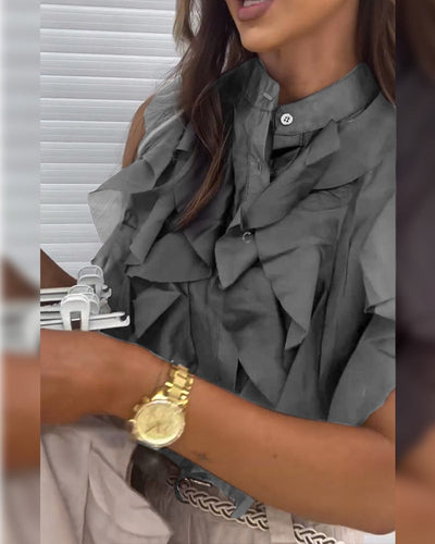 Tank Top Designer Ruffle Sans Manches