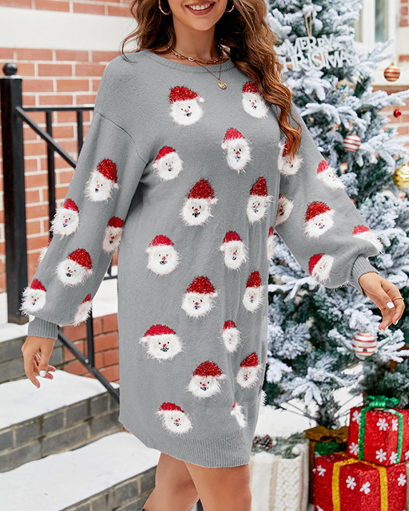 Robe pull décontractée avec imprimé Père Noël