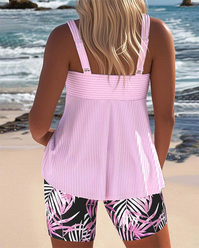 Tankini Rayé Avec Haut Et Short De Plage Imprimé