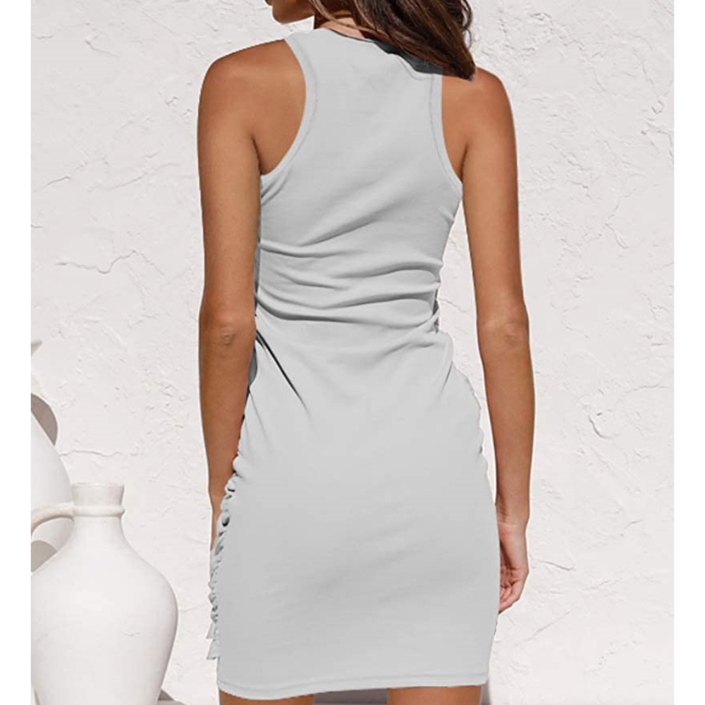 Tess™ | Robe Midi Élégante en Coton avec Nœud Latéral