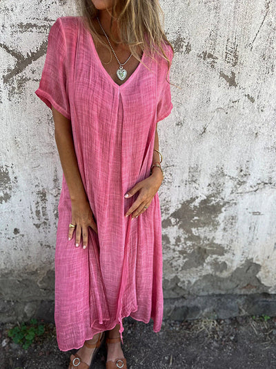 Robe Midi Ample à Col V pour Femme