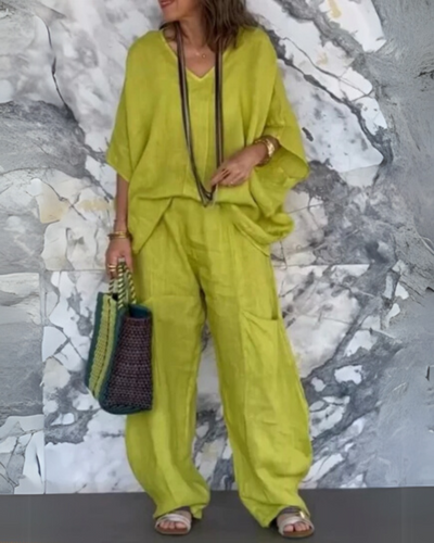 SAIRELA – ENSEMBLE DÉCONTRACTÉ EN COTON ET LIN