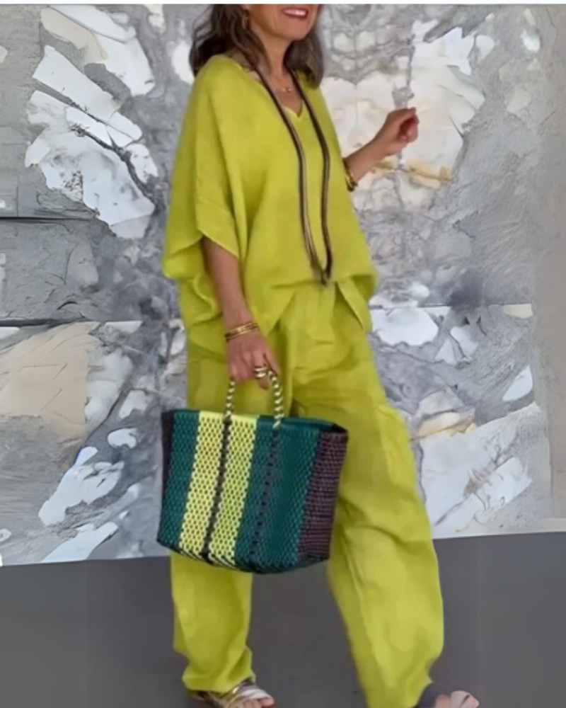 SAIRELA – ENSEMBLE DÉCONTRACTÉ EN COTON ET LIN