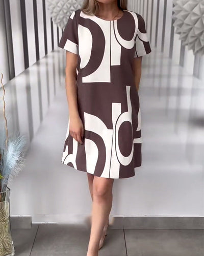 Robe Manches Courtes Motif Irrégulier