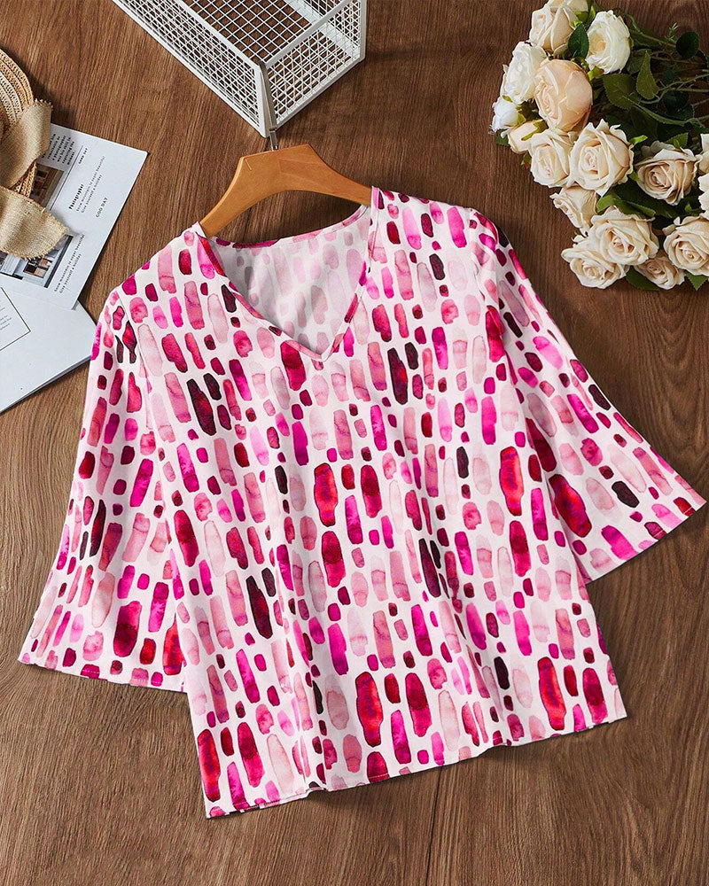 T-shirt décontracté imprimé ample col V