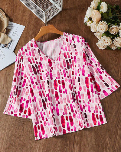 T-shirt décontracté imprimé ample col V