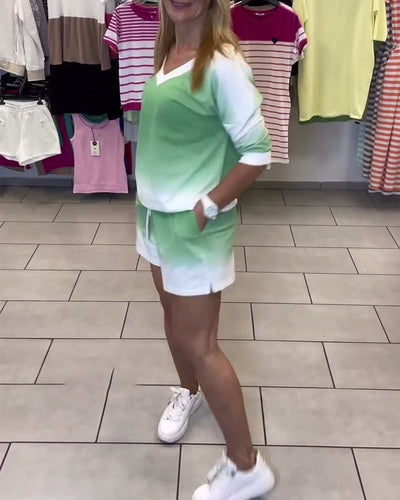 Set Manches Longues Col En V Dégradé Sport