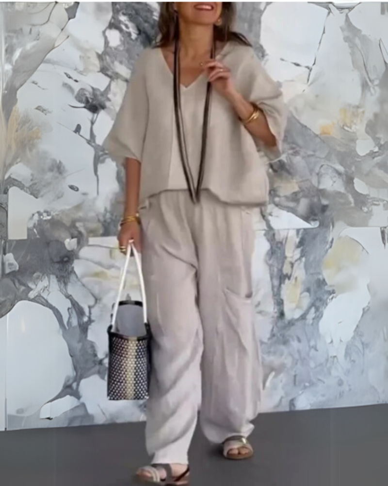 SAIRELA – ENSEMBLE DÉCONTRACTÉ EN COTON ET LIN