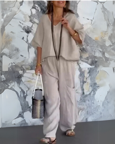 SAIRELA – ENSEMBLE DÉCONTRACTÉ EN COTON ET LIN