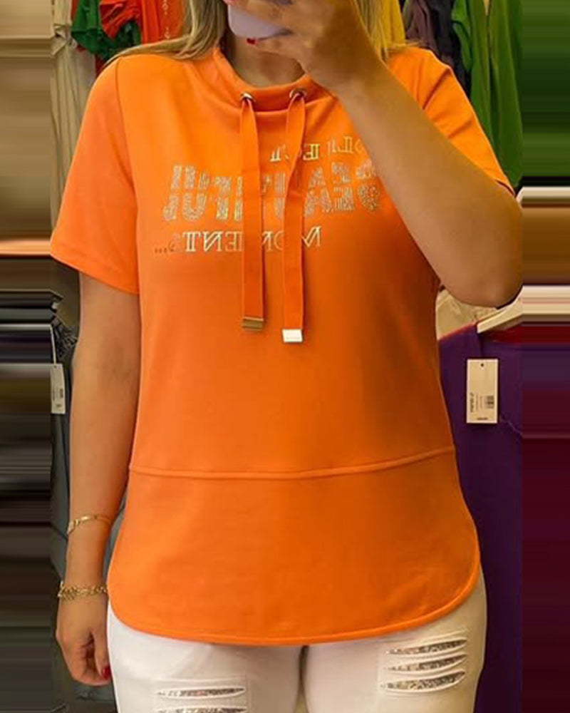 T-Shirt Avec Cordon De Serrage À Manches Courtes