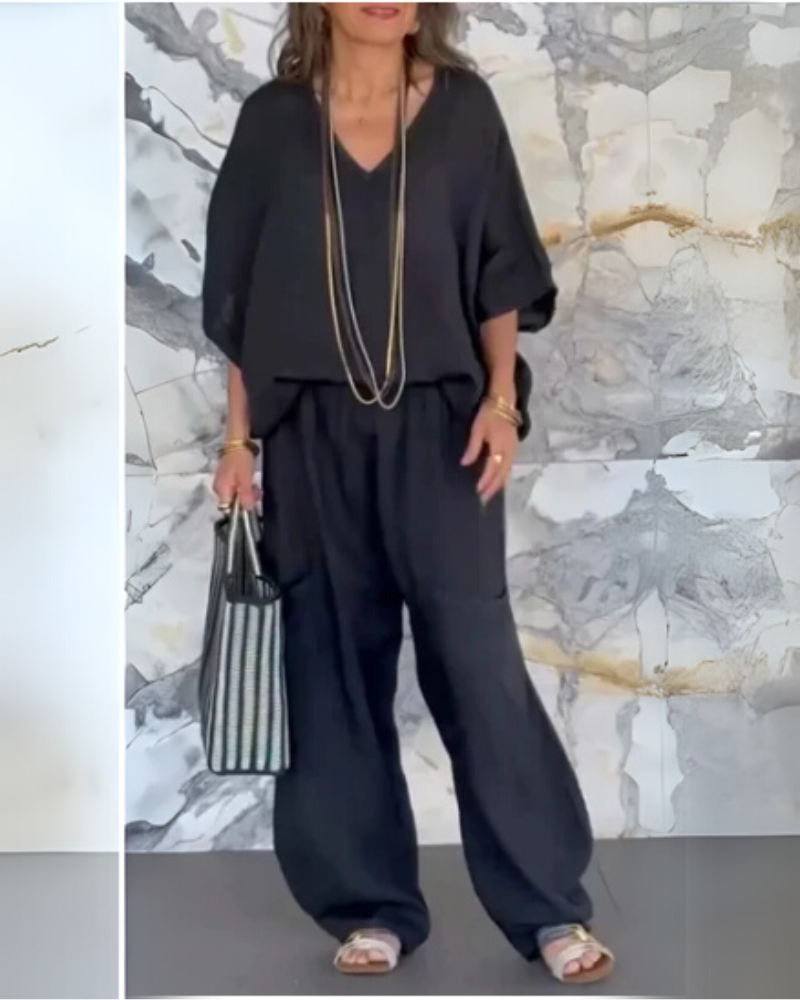 SAIRELA – ENSEMBLE DÉCONTRACTÉ EN COTON ET LIN